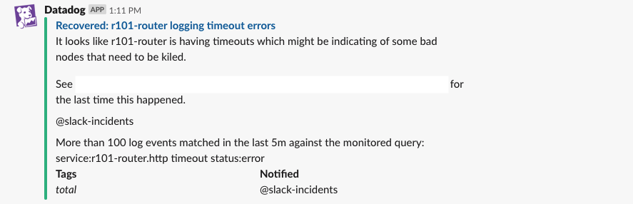 Slack incident resolved